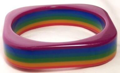 LG66 sq rainbow stripe lucite bangle